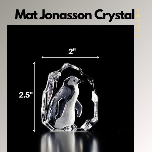 MATS JONASSON Mini Penguin Crystal Sculpture - Picture 2 of 2